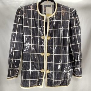Vintage Jacket Size 20 Katherine Lindsay by Matthew Black Sequin Button-Down